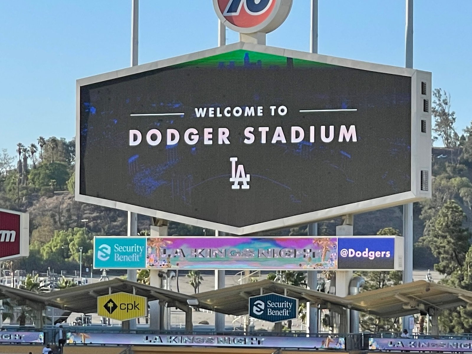 Dodger Stadium welcome scoreboard
