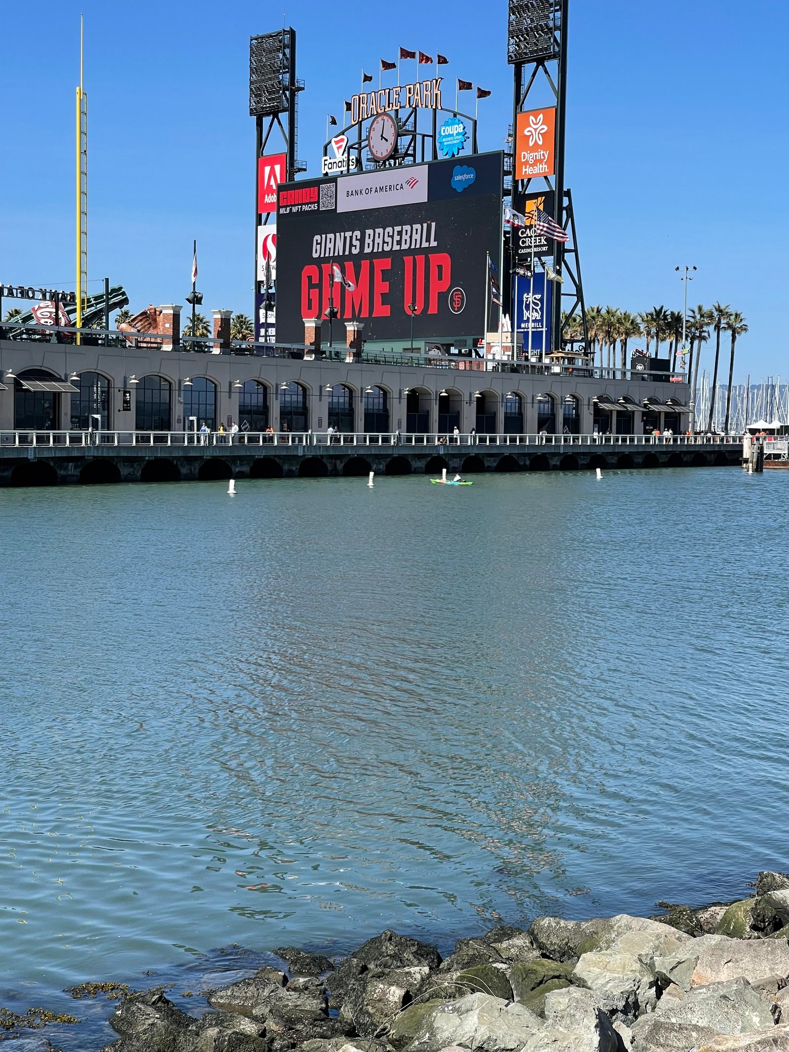 Oracle Park from across the water