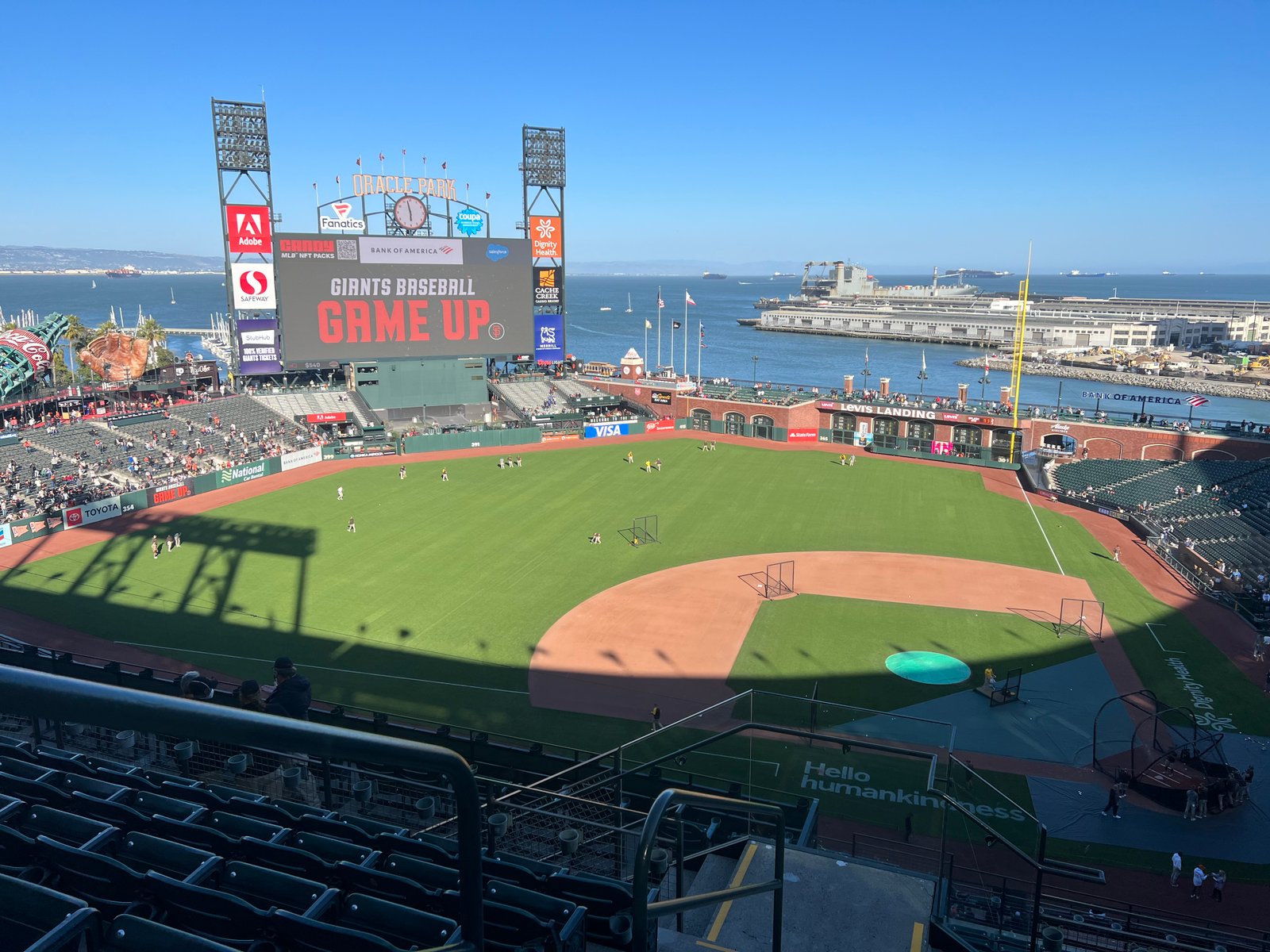 View of Oracle Park and the bay